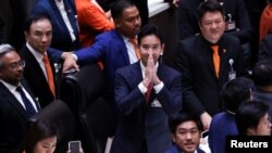 Pita Limjaroenrat, leader of Thailand's Move Forward Party who failed to win parliamentary support to become prime minister, reacts at the parliament, in Bangkok, July 13, 2023.