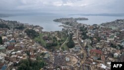 Vue aérienne de Bukavu, la capitale du Sud-Kivu.