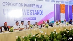 Leaders of India's opposition parties gather in Bengaluru, India, July 18, 2023.
