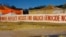 Activists' banner is displayed near the Islamabad press club, Dec. 20, 2023. (Malik Waqar Ahmed/VOA) 