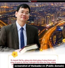 Ảnh Tiến sĩ Huỳnh Thế Du trên trang TheLeader.vn, 11/2/2024.