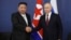 FILE - Russian President Vladimir Putin, right, and North Korean leader Kim Jong Un shake hands during their meeting in Tsiolkovsky, Russia, on Sept. 13, 2023.