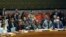 Linda Thomas-Greenfield, United States Ambassador to the United Nations, center front, votes against a resolution concerning a ceasefire in Gaza during a Security Council meeting at United Nations headquarters, Feb. 20, 2024.