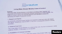 ภาพของรายละเอียดว่าด้วยจรรยาบรรณการดำเนินงานของ องค์กร Living Water Shower Ministry เพื่อช่วยคนไร้บ้าน ในรัฐแมรีแลนด์ สหรัฐฯ