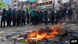 Anti-quota protesters clash with the police in Dhaka on July 19, 2024.