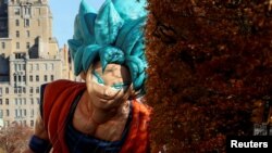 Goku balloon flies during the 97th Macy&#39;s Thanksgiving Day Parade in Manhattan, New York City.