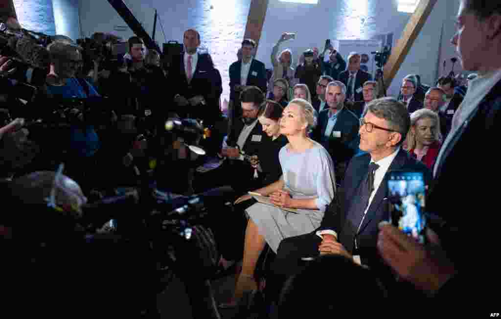 Yulia Navalnaya, widow of the late Kremlin opposition leader Alexey Navalny, attends the Freedom Prize of the Media award ceremony during the Ludwig-Erhard summit in Gmund at Lake Tegernsee, southern Germany.