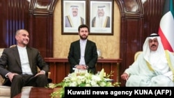Kuwait's Prime Minister Sheikh Ahmad Nawaf al-Ahmad al-Sabah meet with Iran's Foreign Minister Hossein Amir-Abdollahian, in Kuwait City, June 21, 2023.