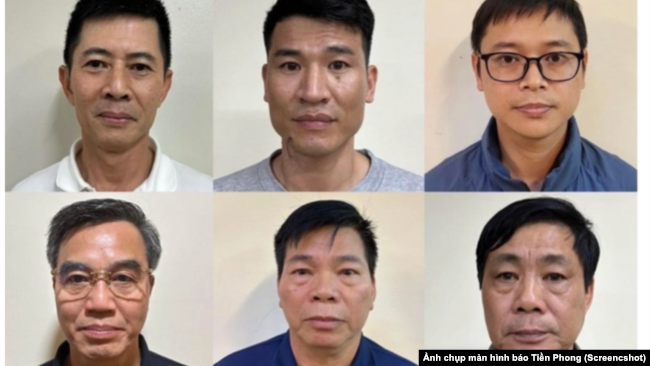 Ba lãnh đạo của Tập đoàn Thuận An (hàng trên) và ba quan chức quản lý dự án tỉnh Bắc Giang vừa bị bắt giữ (Ảnh chụp màn hình báo Tiền Phong)