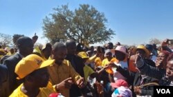 Nelson Chamisa greeting people at a rally in Esibomvu, uMzingwane District