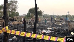 FILE - A Rohingya shanty colony in Delhi a day after it was gutted by fire on June 13, 2021. Many suspect that the blaze was triggered by an anti-Rohingya group. (Jan Mohammad/VOA)