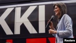 FILE - Republican presidential candidate Nikki Haley speaks during a campaign visit in Newberry, S.C., Feb.10, 2024.
