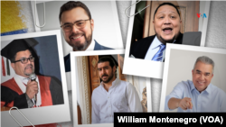 Fotocomposición realizada por la Voz de América de los candidatos alternativos para las presidenciales de Venezuela, entre ellos Benjamín Rausseo, Antonio Ecarri, Daniel Ceballos, José Brito y Luis Eduardo Martinez.