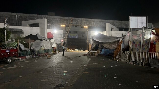 A view of the exterior of Al-Shifa hospital in Gaza City on Nov. 10, 2023, amid ongoing battles between Israel and Hamas.