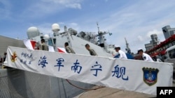 Escort squadrons of the Chinese Navy Task Group 162 board a warship at Apapa harbour in Lagos, Nigeria, on July 4, 2023.