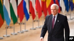 EU နိုင်ငံခြားရေးနဲ့ လုံခြုံရေးရာအကြီးအကဲ Josep Borrell, ဘယ်လ်ဂျီယံနိုင်ငံ ဘရူဆဲလ်မြို့ (မတ် ၂၃၊ ၂၀၂၃)