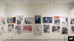 A display of artwork at a Cuban art exhibition in Mohammed VI Museum of Modern and Contemporary Art in Rabat, April 1, 2024.