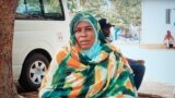 Sudanese refugee and mother of five, Muna Abdelrahim, talking to VOA soon after receiving cash from WFP for her family of 11 people, Gorom camp, Juba, South Sudan, July 2023.