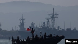 台湾海军在春节前进行军演。（2024年1月30日）