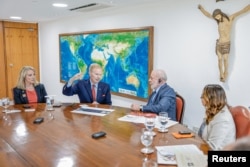 NASA Administrator Bill Nelson and Brazil's President Luiz Inacio Lula da Silva attend a meeting at the Planalto Palace in Brasilia, Brazil July 24, 2023. (Brazilian Presidency/Handout via REUTERS)