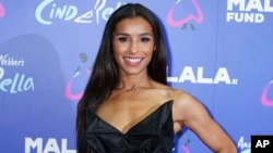 FILE - US singer and actress Melody Thornton poses for a photo, Nov. 22, 2021.