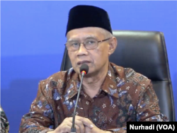 Ketua Umum PP Muhammadiyah, Prof Haedar Nashir memberikan pernyataan resmi di Yogyakarta, Selasa (18/4). (Foto: Nurhadi)