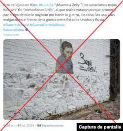 Captura de la desinformación que circula en redes sociales (texto traducido al español).