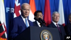 US President Joe Biden speaks at the Asia-Pacific Economic Cooperation summit, Nov. 16, 2023, in San Francisco.