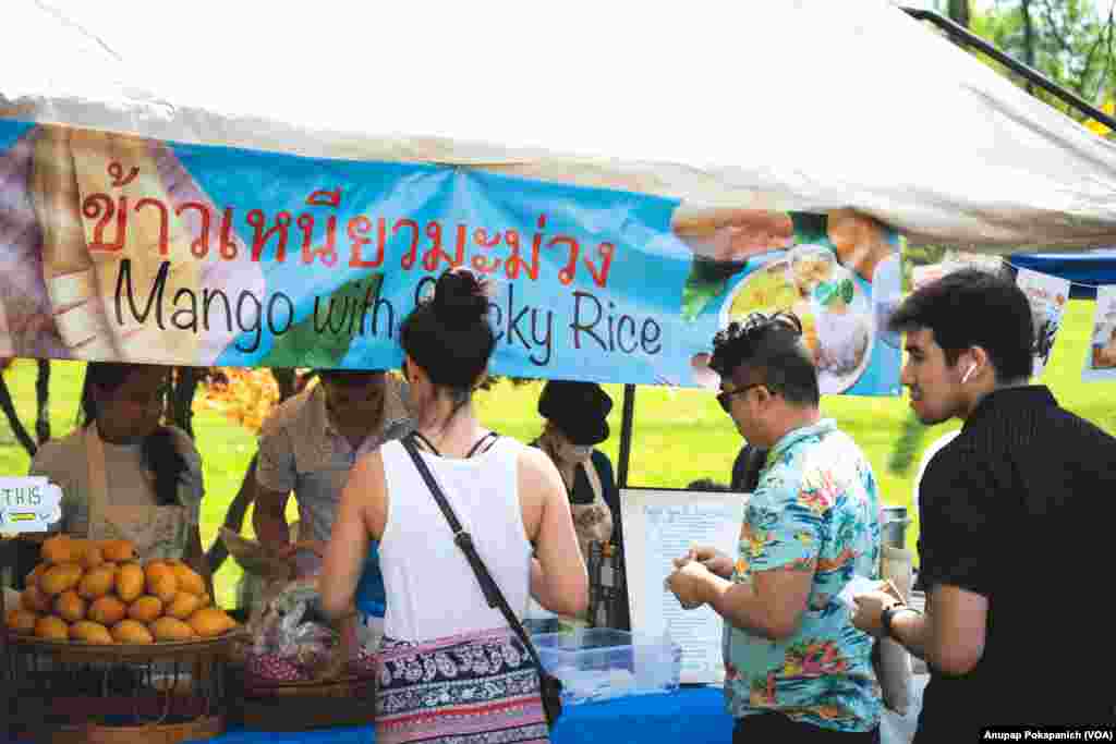 People participated in Songkran Festival at WAT Thai Washington. D.C, April 16, 2023.