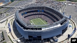 FILE - An aerial view shows MetLife Stadium in East Rutherford, New Jersey, near New York City, June 20, 2014.