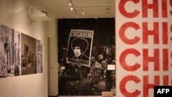 Photos of Shirley Chisholm are displayed at the "Changing the Face of Democracy: Shirley Chisholm at 100" exhibition at the Museum of the City of New York in New York, June 11, 2024.