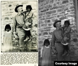Photograph of John A. Keirn and two unidentified Hopi children which appeared in the Good Roads Automobilist magazine, January, 1918. Clipping and original courtesy of USU Special Collections, Merrill-Cazier Library.