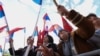 Bosnian Serbs protest against a proposed U.N. resolution that would recognize the 1995 killings of Muslims in Srebrenica as an act of genocide, in Banja Luka, Republika Srpska, April 18, 2024.