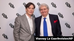 Cillian Murphy, left, and Tom Conti attend the BFI Chairman's dinner during which Christopher Nolan is to be awarded a BFI Fellowship on Feb. 14, 2024, in London.