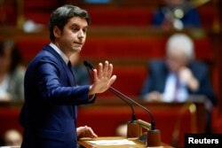 French Prime Minister Gabriel Attal speaks at the National Assembly in Paris, France, Jan. 30, 2024.