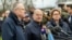(L-R) Lower Saxony's State Premier Stephan Weil, German Chancellor Olaf Scholz and Lower Saxony's Interior Minister Daniela Behrens address journalists in Verden, western Germany, Dec. 31, 2023, during a visit to the flood stricken areas of Lower Saxony.
