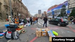 Završetak studentke protestne blokade raskrnice ulica Birčaninove i Kneza Miloša (Foto: Fonet/Marko Dragoslavić)