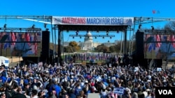 Los manifestantes se reunieron en el National Mall de Washington, en apoyo a la causa israelí, mediante la "Marcha por Israel", el 14 de noviembre de 2023. [Foto: VOA].