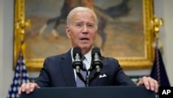 FILE - President Joe Biden speaks in the Roosevelt Room of the White House, June 30, 2023.