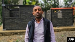 FILE - Kubik's director for Ethiopia Robel Getahun speaks during an interview with AFP in front of the first day care building site built by Kubik in Addis Ababa, Ethiopia, on June 19, 2023. 