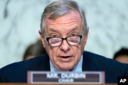 FILE - Senate Judiciary Oversight Committee Chair Sen. Dick Durbin, D-Ill., speaks during a hearing June 13, 2023, on Capitol Hill in Washington.