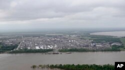 FILE - A Dow North America plant is seen in this aerial photo from in Plaquemine, Louisiana, April 11, 2022. 