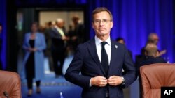 Thủ tướng Thụy Điển Ulf Kristersson dự hội nghị NATO ở Vilnius, Litva, 11/7/2023.