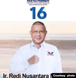 代表印尼统一党(Perindo Party)参选的邓中岳 (Redi Nusantara)