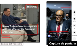 Comparación entre un fotograma del video viral y otro de un video publicado por MSNBC en sus redes.