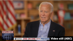 U.S. President Joe Biden speaks with ABC's George Stephanopoulos in a one-on-one interview aired on July 5, 2024.