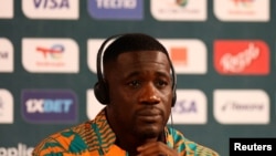 Ivory Coast interim coach Emerse Fae at press conference in Abidjan, on Saturday February 10, 2024 