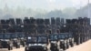 Kendaraan-kendaraan militer terlihat saat parade di Naypyitaw, Myanmar, 27 Maret 2023 (foto: dok). Tiga produsen senjata milik negara – PT Pindad, PT PAL dan PT Dirgantara Indonesia – dituduh telah menjual pasokan ke militer Myanmar. 