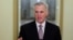 FILE — U.S. House Speaker Kevin McCarthy speaks with reporters at the U.S. Capitol in Washington, Sept. 20, 2023. On Tuesday, he called on President Joe Biden to tighten border restrictions to prevent much of the U.S. government from shutting down.
