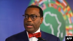 Akinwumi Adesina, president of the African Development Bank Group, speaks at the African Development Bank's Annual meeting in Accra, Ghana, on May 23, 2022. 